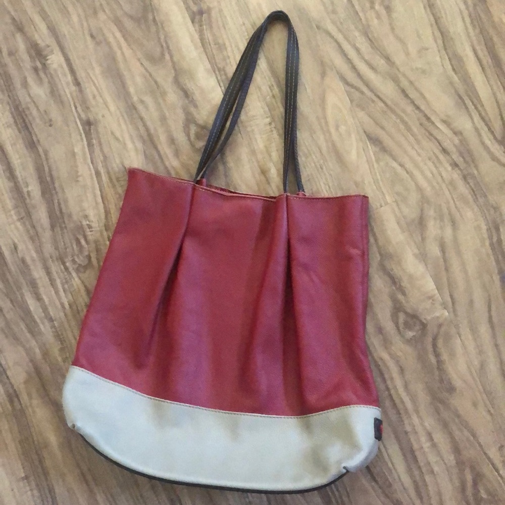 Sophia C Italian leather red and tan Tote/purse
